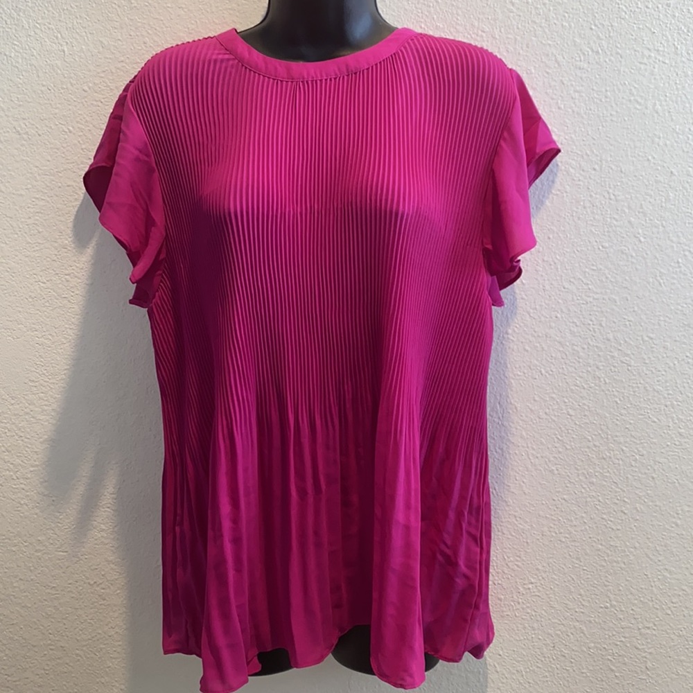 Georgette Scoop Neck Solid Pleat Top
ADRIANNA PAPELL Magenta size XL